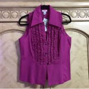 Vintage Cache Ruffled Vest, Size 12, but VINTAGE 12!